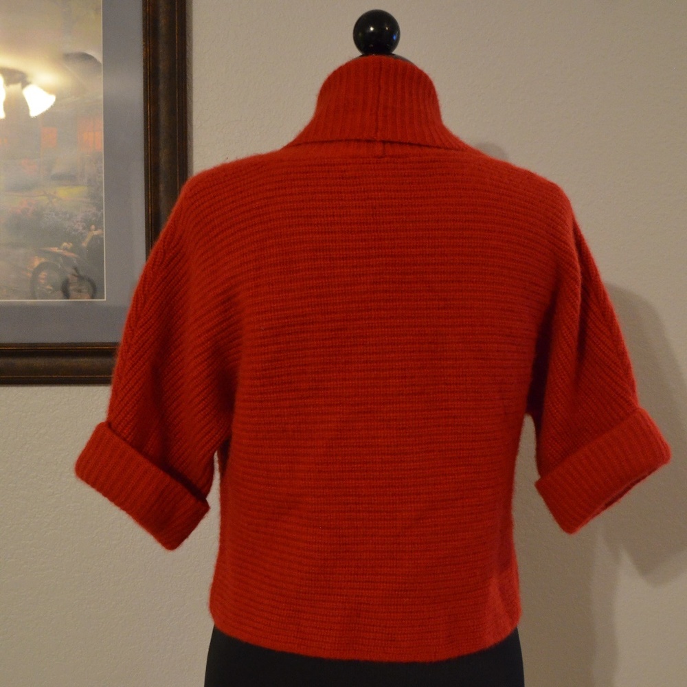 Calvin Klein Orange-Red Ribbed Open-Front Cropped Cardigan - Picture 5 of 7
